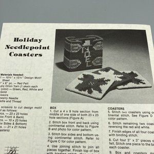 Vintage Plastic Canvas Patterns, Holiday Needlepoint Coasters by Carolyn Johnson